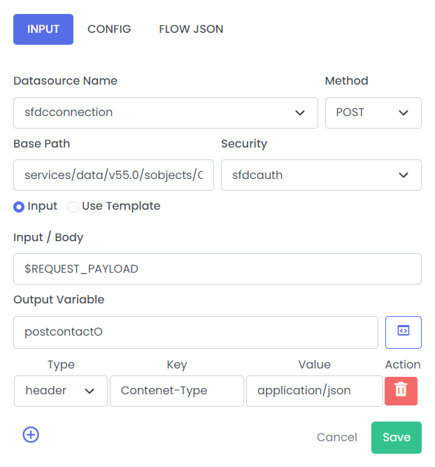 Method POST/PUT configuration